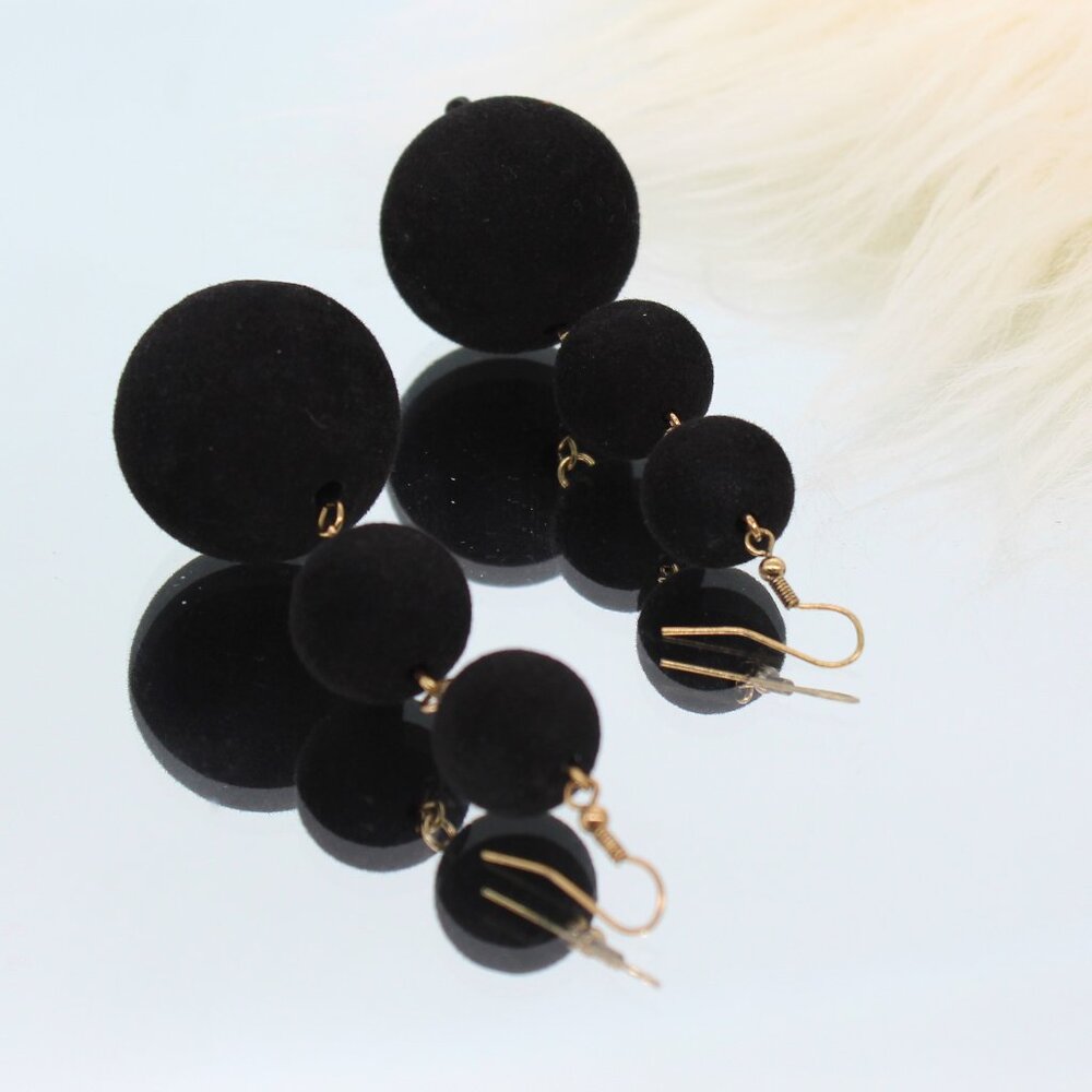 NWT Rampage Black Velvet-like Hook Dangle Earrings